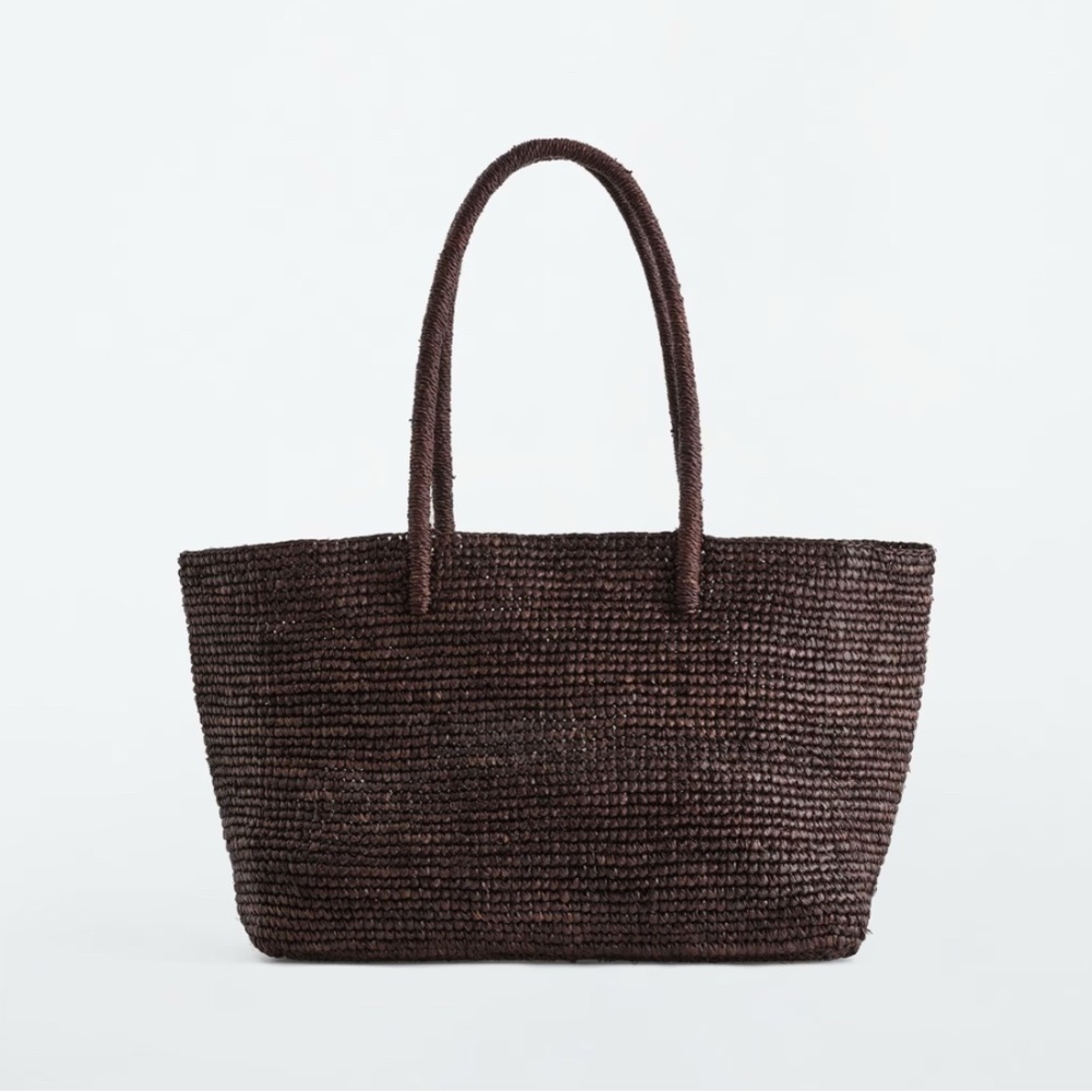 COS MINI HAND-WOVEN TOTE BAG - RAFFIA